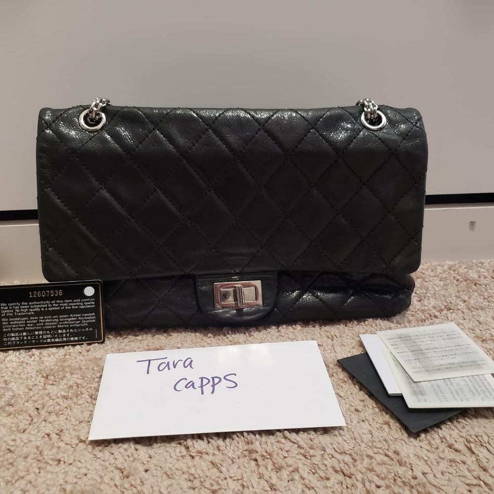 Chanel medium black shimmer reissue